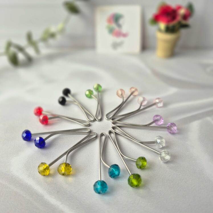 گیره روسری لبنانی اصیل بانو با سر مهره کریستالی