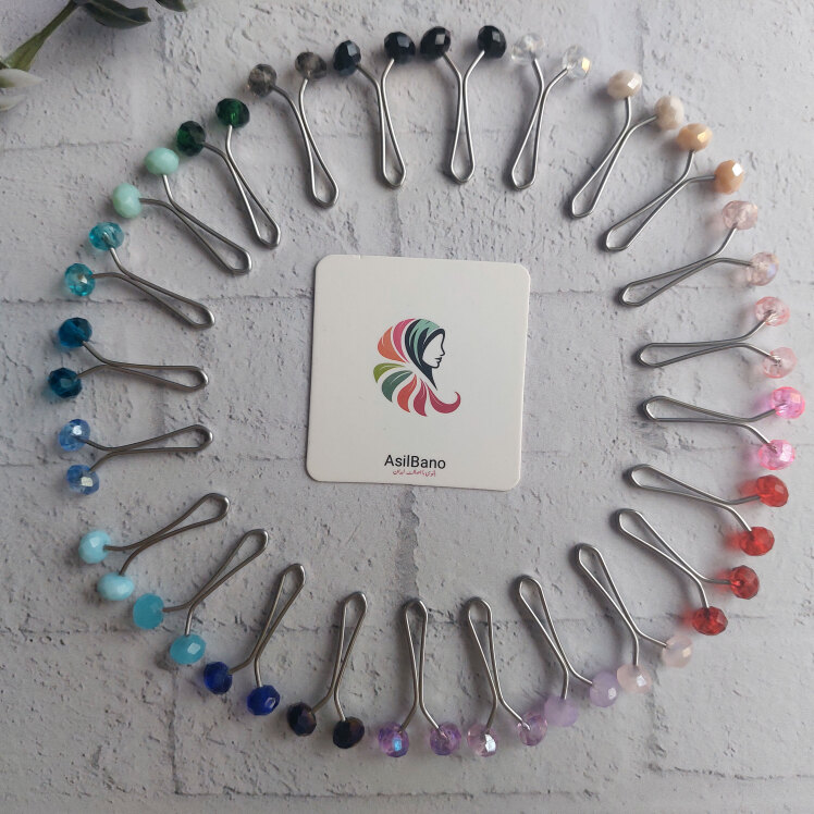 گیره روسری اصیل بانو با سر مهره کریستالی