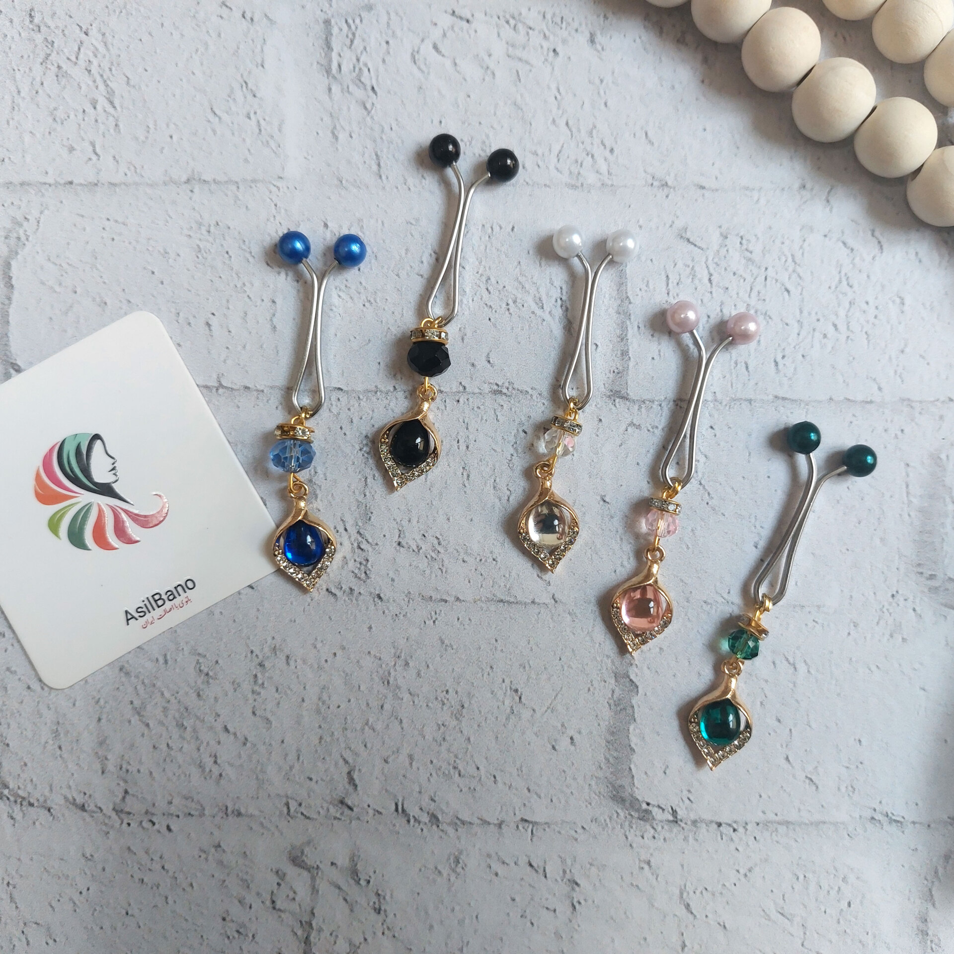  گیره روسری اصیل بانو با آویز اشک فاخر 