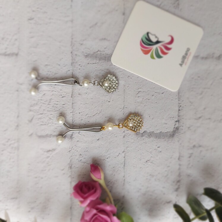 گیره روسری اصیل بانو با آویز صدف نگینی کد 28