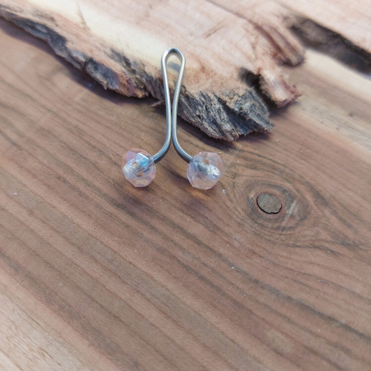 گیره استیل اصیل بانو با سر مهره کریستال