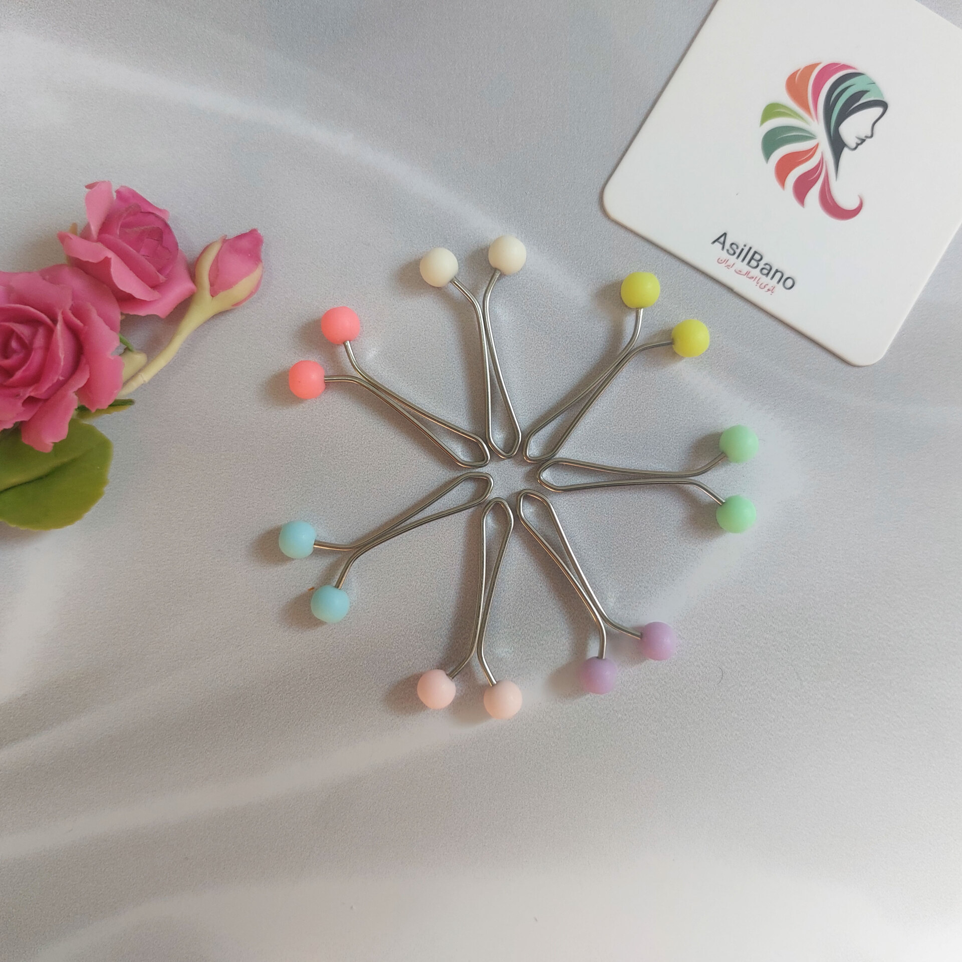  گیره روسری اصیل بانو با سر مهره پاستیلی مخملی 