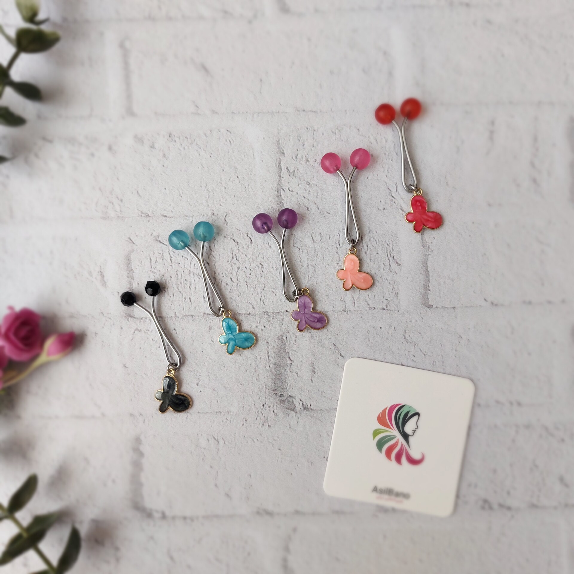  گیره روسری اصیل بانو با آویز پروانه کد 503 