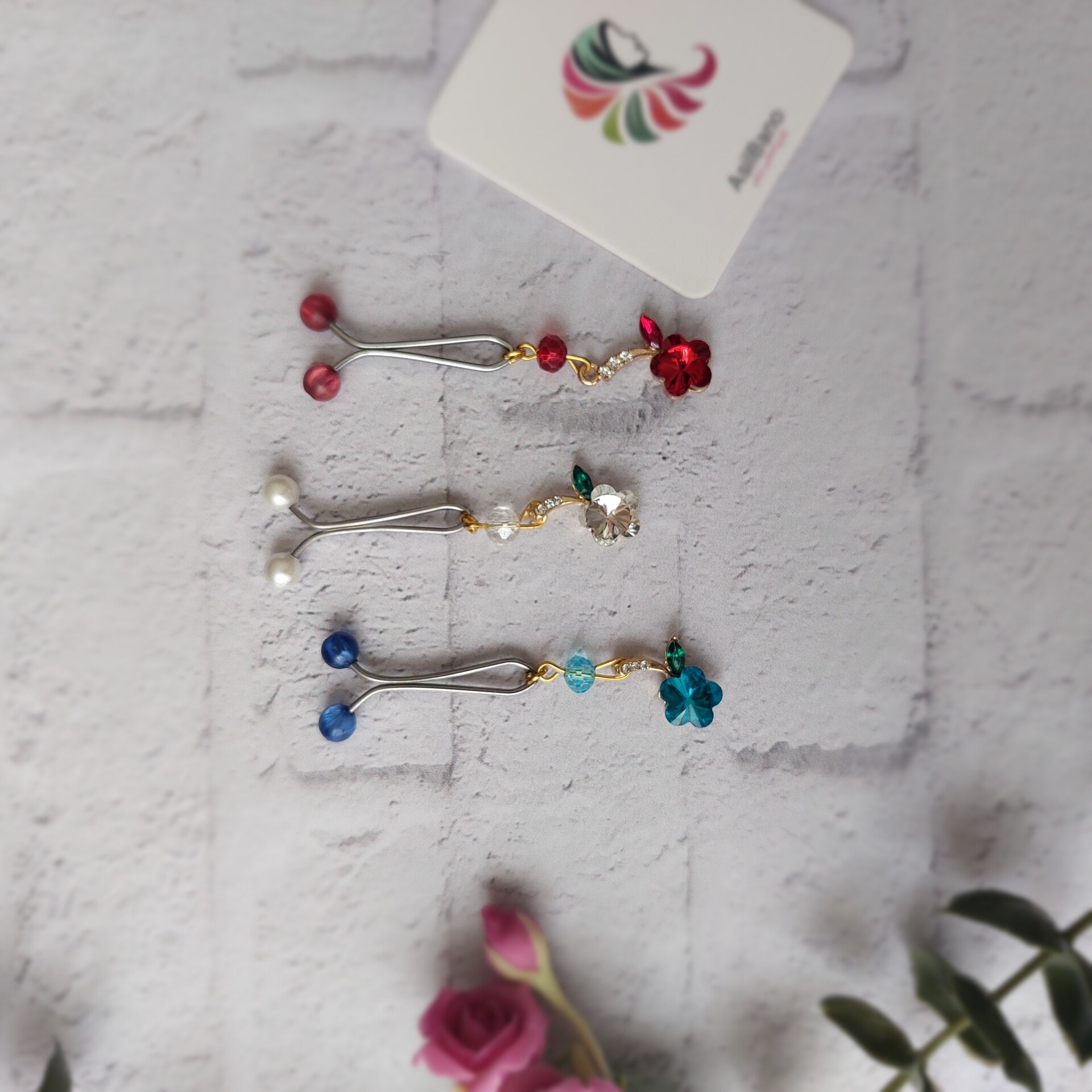  گیره روسری اصیل بانو با آویز گل کد 19 