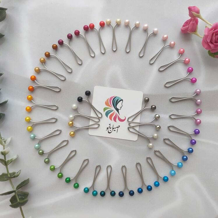 گیره روسری اصیل بانو با سر مهره مرواریدی