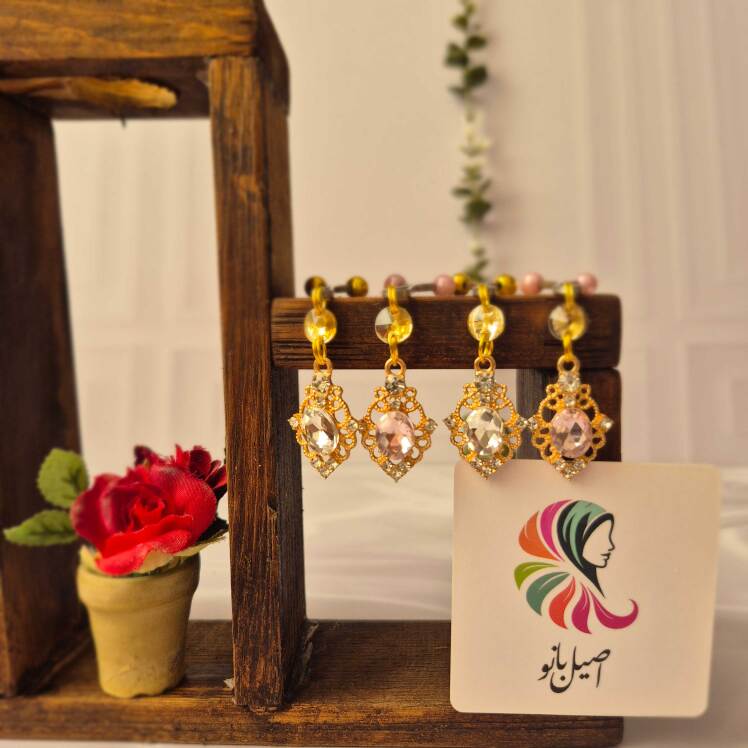 گیره روسری اصیل بانو با آویز جواهر