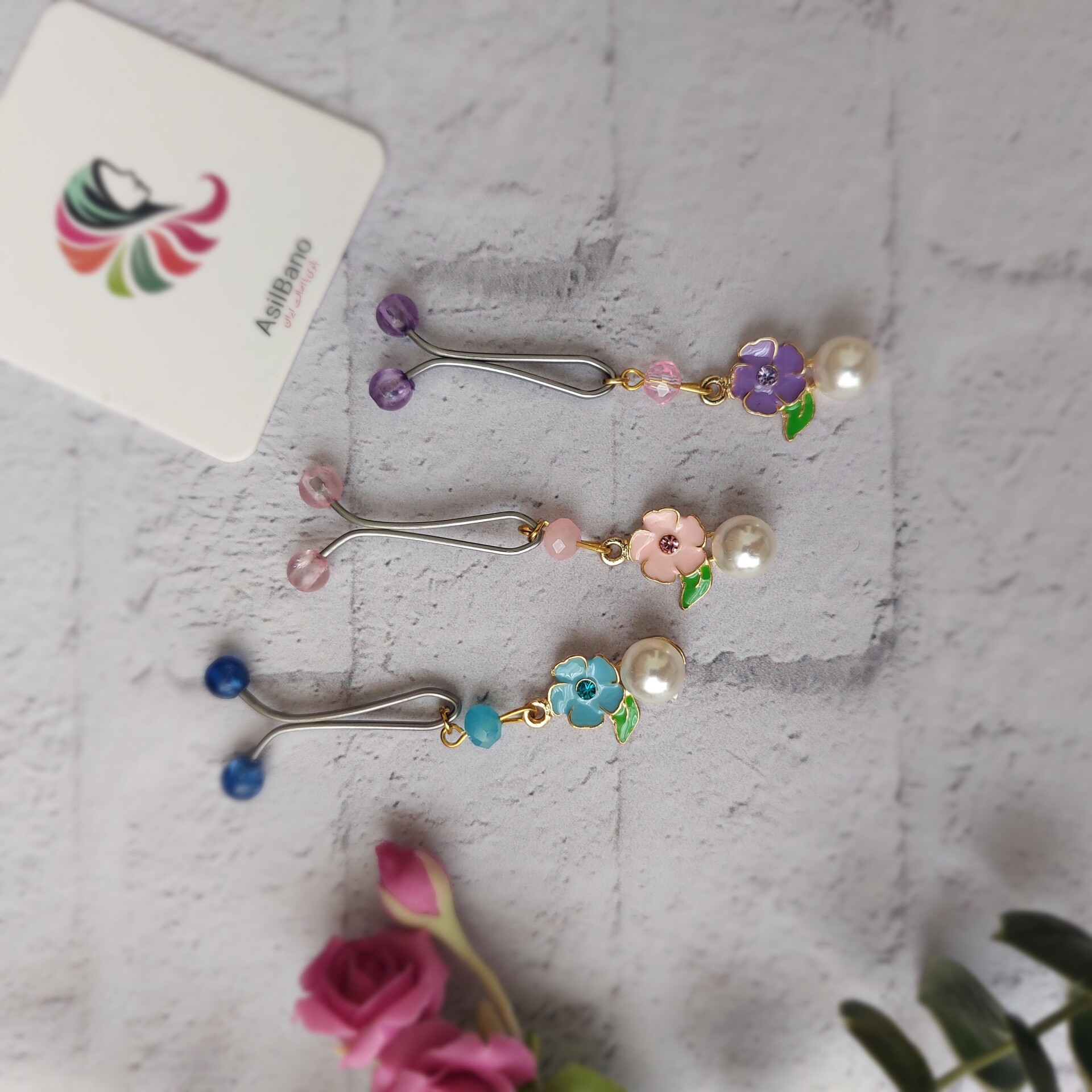  گیره روسری اصیل بانو با آویز گل کد 23 