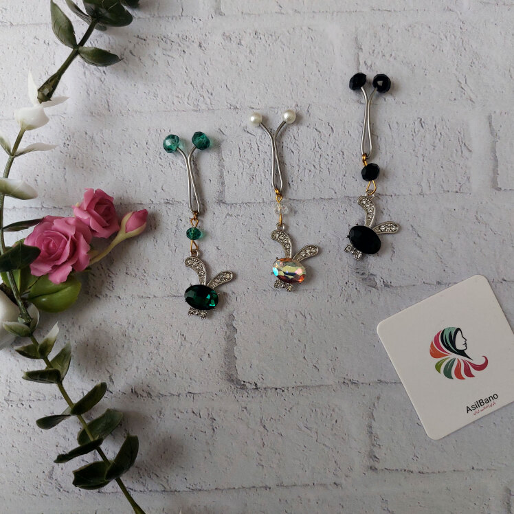 گیره روسری اصیل بانو با آویز خرگوش کد 518