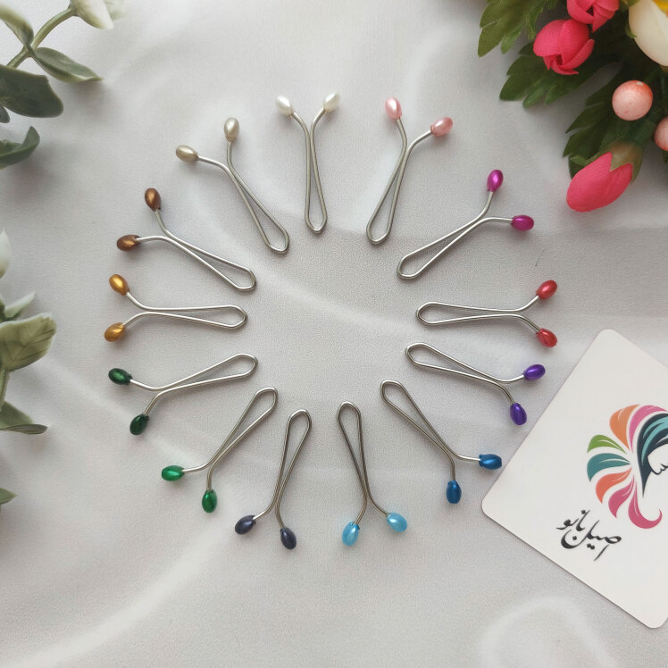 گیره روسری اصیل بانو با سر مهره قلب 