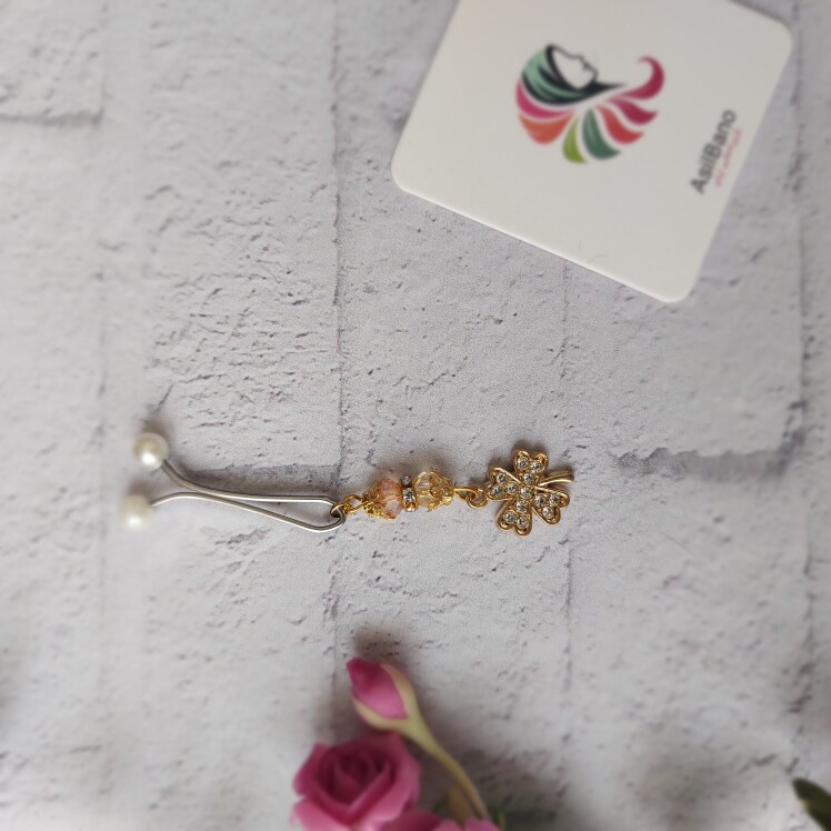 گیره روسری اصیل بانو با برگ نگین دار کد 38