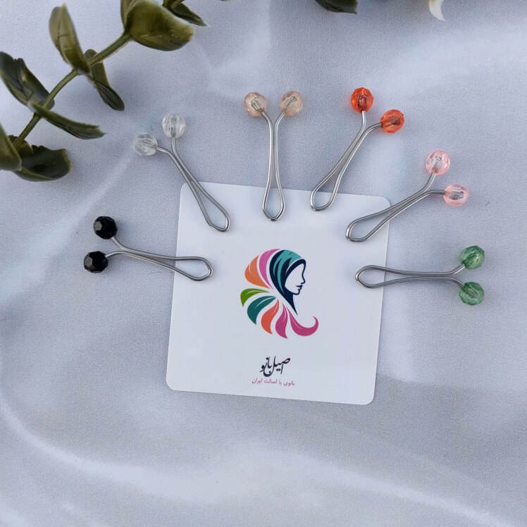 گیره روسری اصیل بانو با سر مهره کریستالی بلوری